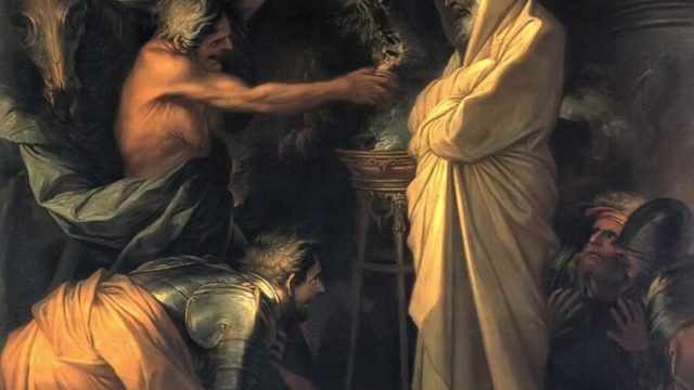 Saul kneeled down before Samuel's spirit